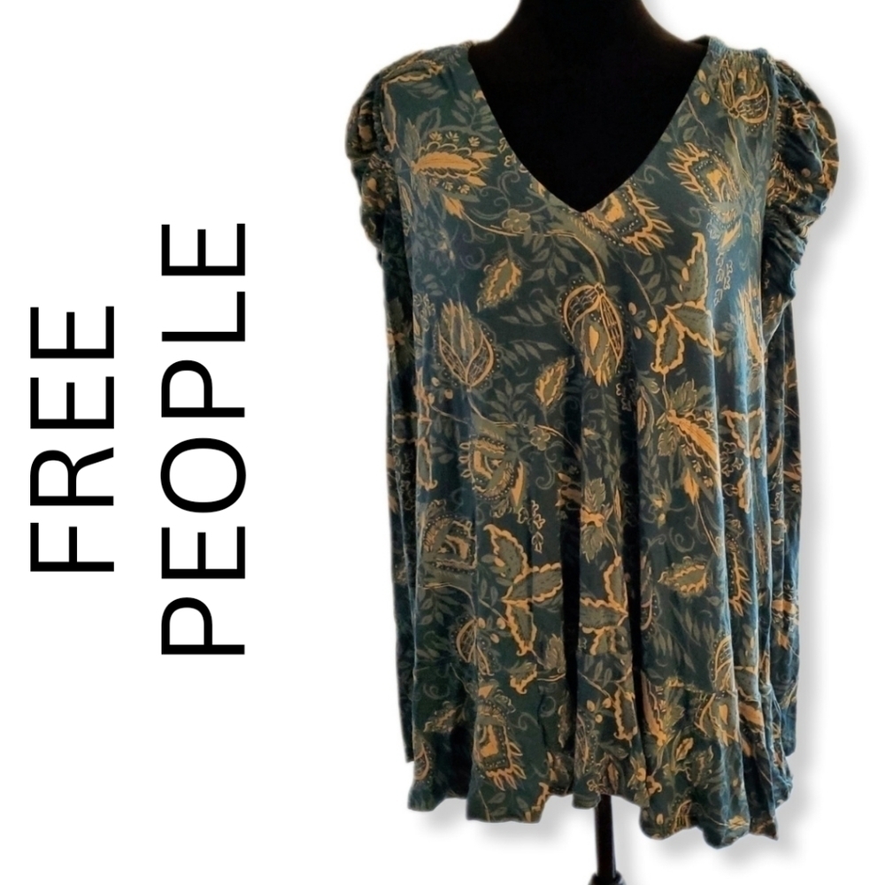 Free People Hello Lover Long Sleeve Indigo Mini Dress Size XS